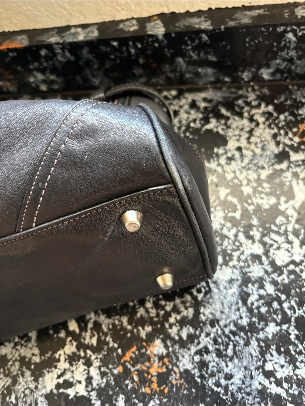 Coach Hampton Black Leather Carryall Satchel with Silver Hardware - Picture 5 of 13